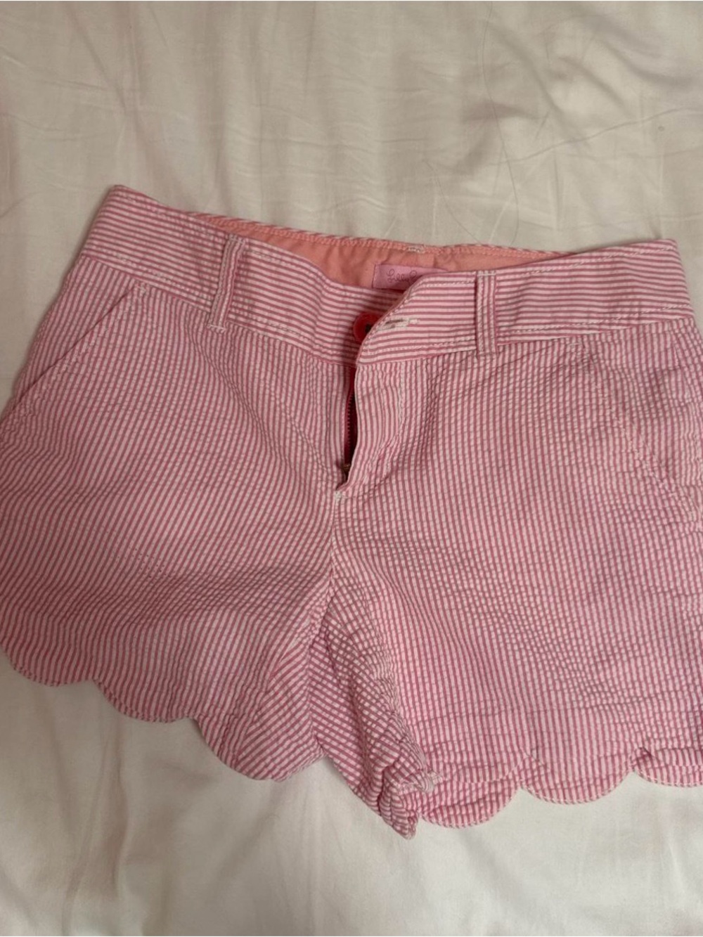 Lilly Pulitzer Pink Striped Scallop-Hem Shorts